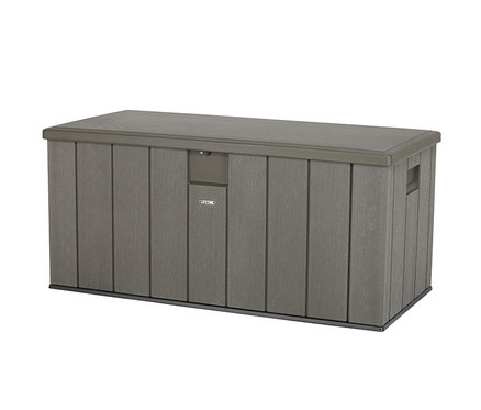 Eine graue Lifetime-Kissenbox mit ca. 440 l Fassungsvermögen.