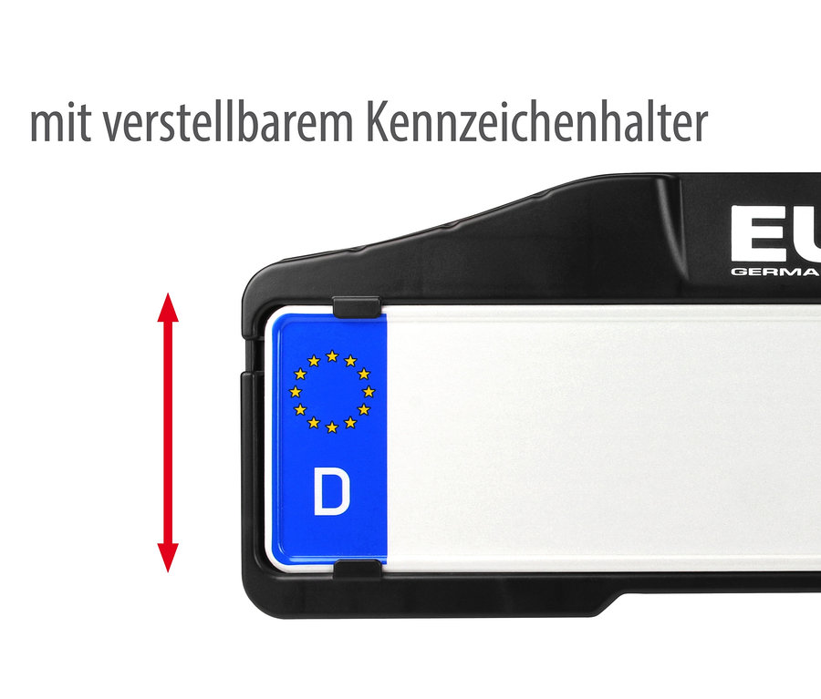 Kennzeichenhalter mit verstellbarem Kennzeichenhalter.