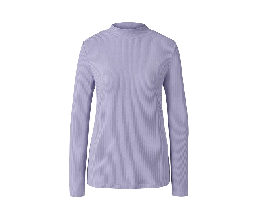 Geripptes Langarmshirt in Flieder.