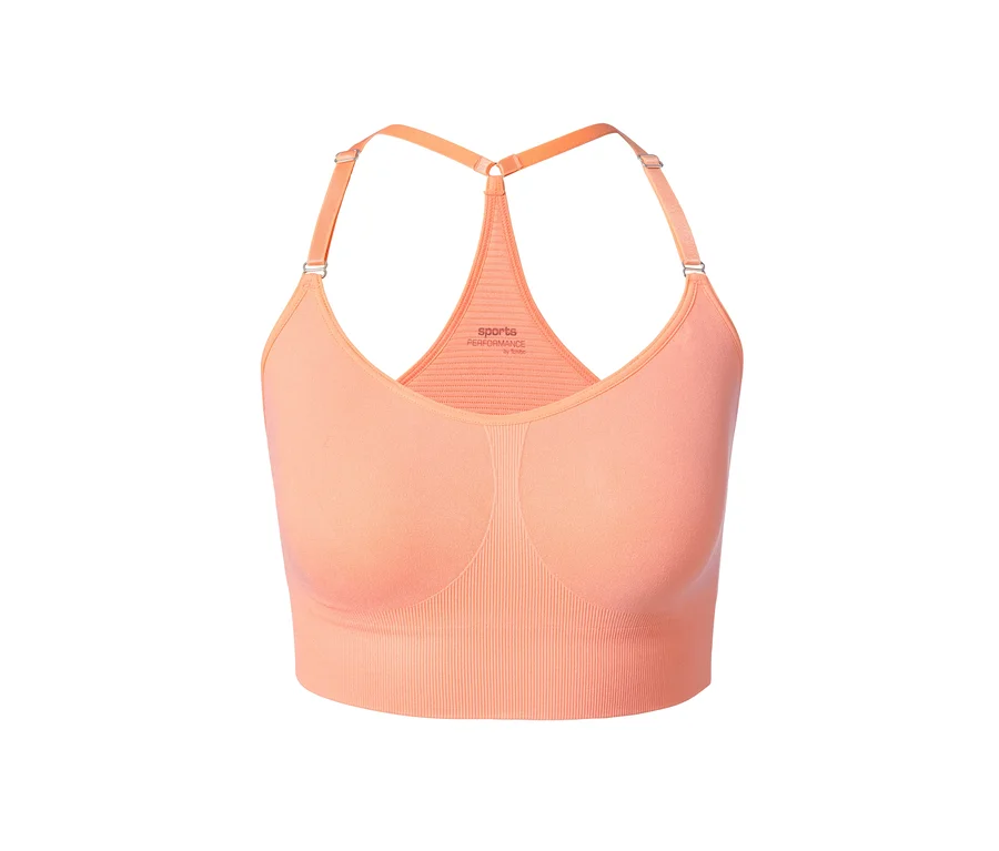 Pfirsichfarbenes Sport-Bustier.