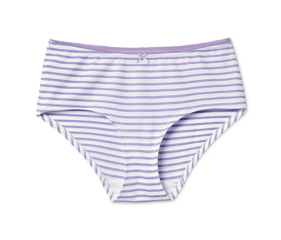 Weisse Panty mit lila Streifen, 5er Pack