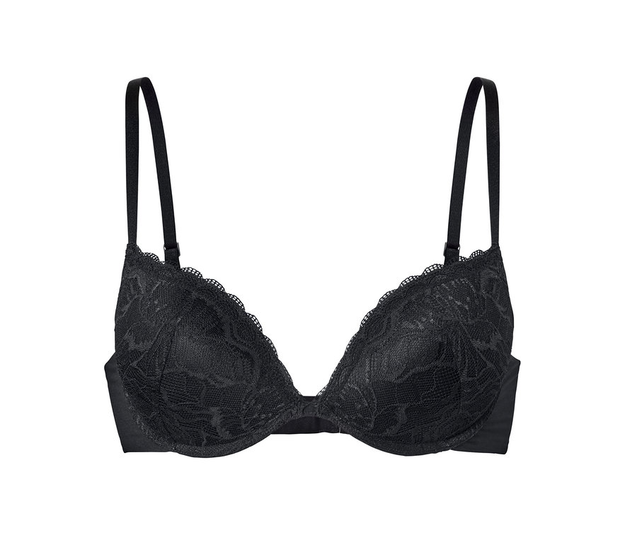 Schwarzer Push-Up-BH mit Spitzendetails.
