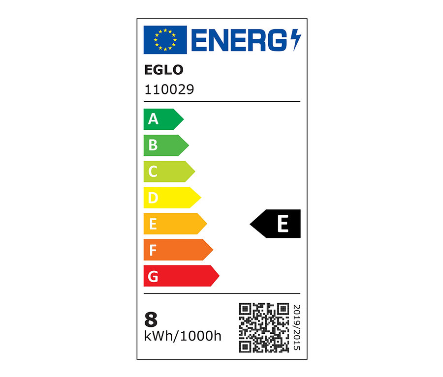 Energielabel eines Geräts der Klasse E.