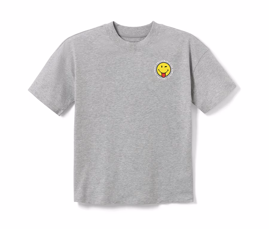 Graues Kurzarm-T-Shirt mit Smiley-Logo 2 Kinder-T-Shirts »Smiley«