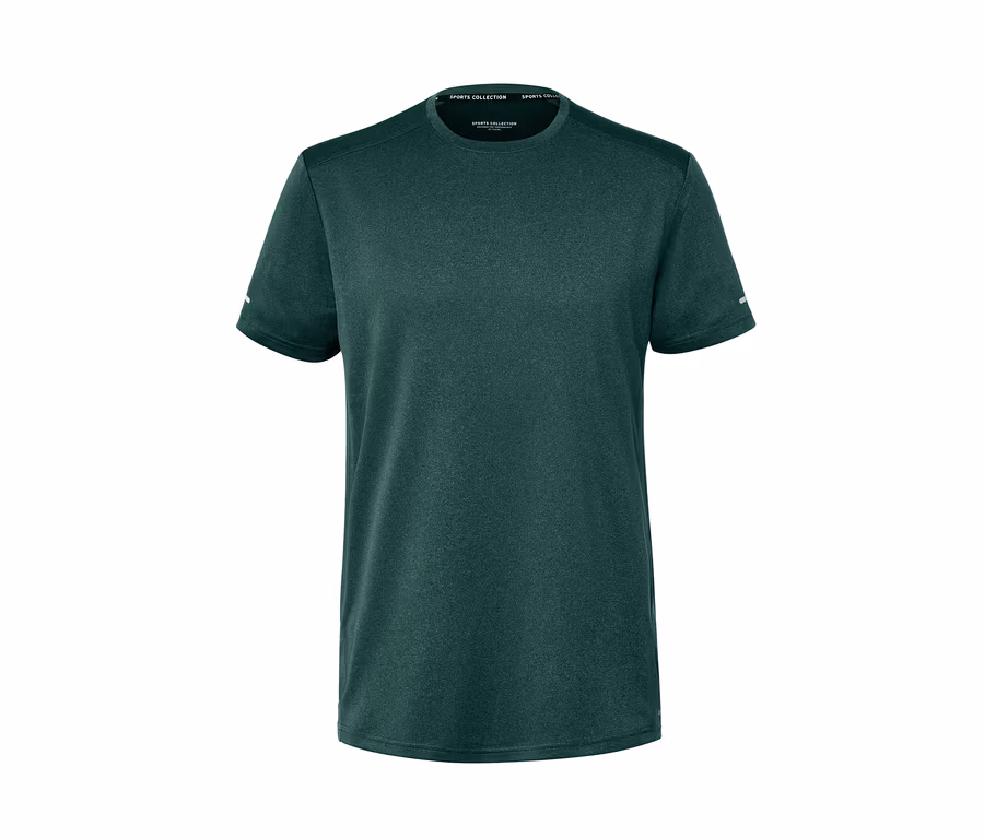 Grünmeliertes Funktionsshirt.