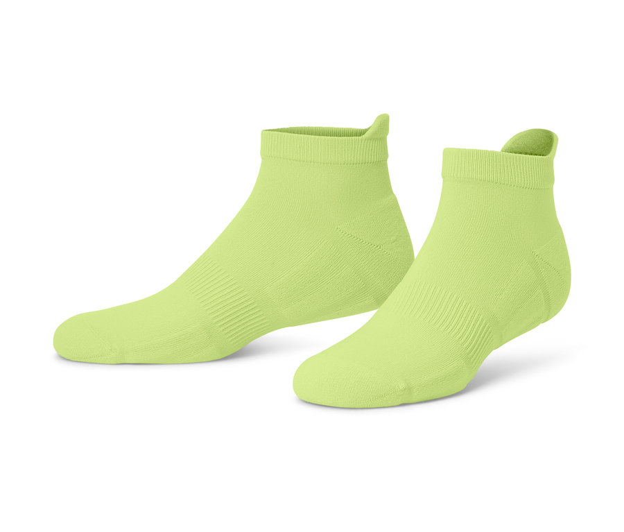 Zwei Paar limefarbene Funktions-Sportsocken.