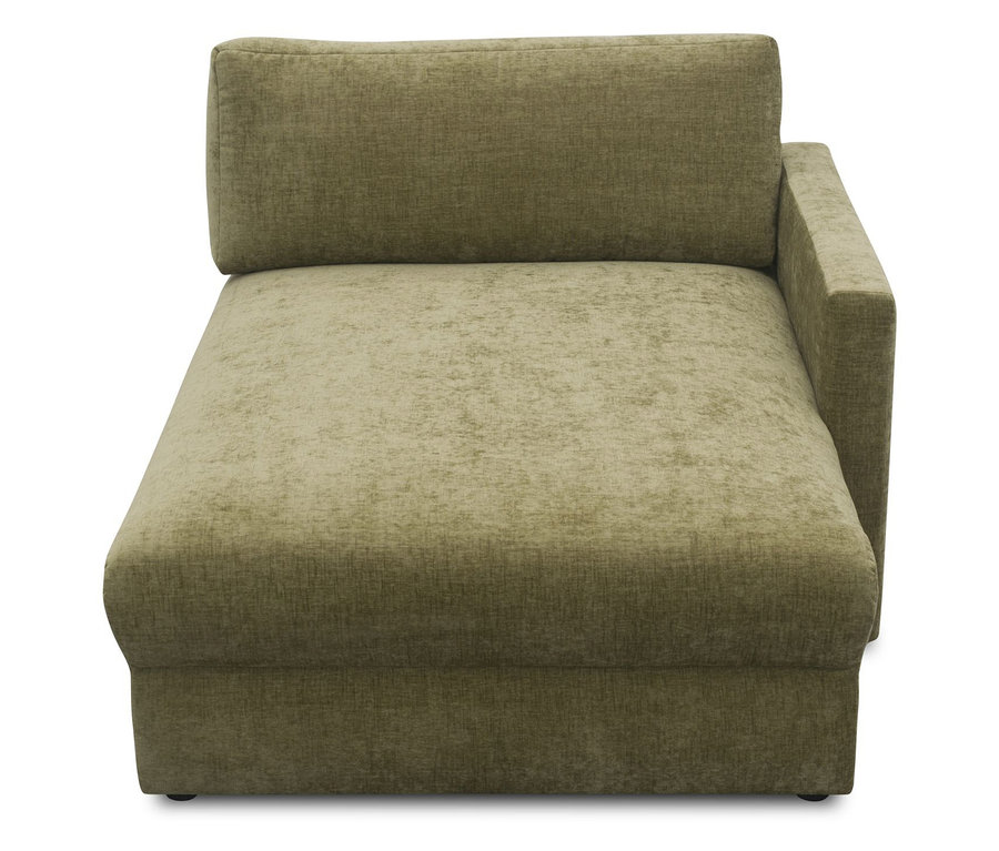 Olivfarbener DOMO Longchair, rechtsbündig.