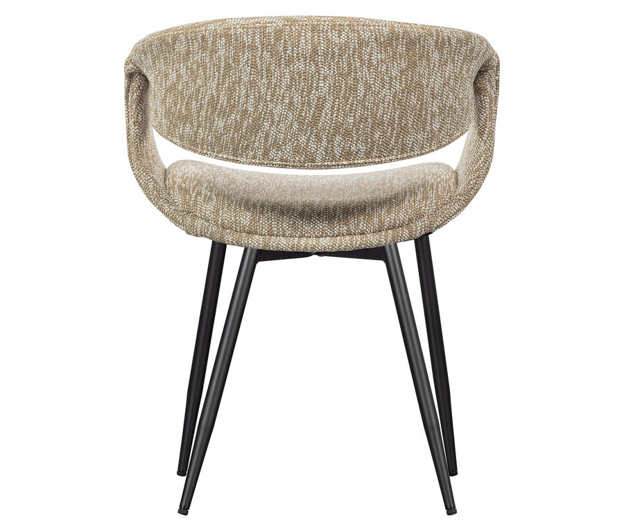 Rückansicht von einem einzelnen WOOOD Esszimmerstuhl »Yossi« mit Metallfuß, 2er-Set, schwarz-sand.