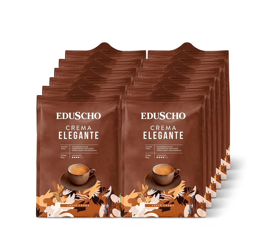 Mehrere Packungen Eduscho Crema Elegante Kaffeepads.