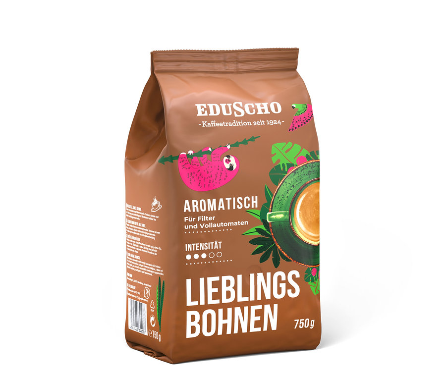 Eine 750g Packung Eduscho Lieblingsbohnen Aromatisch.