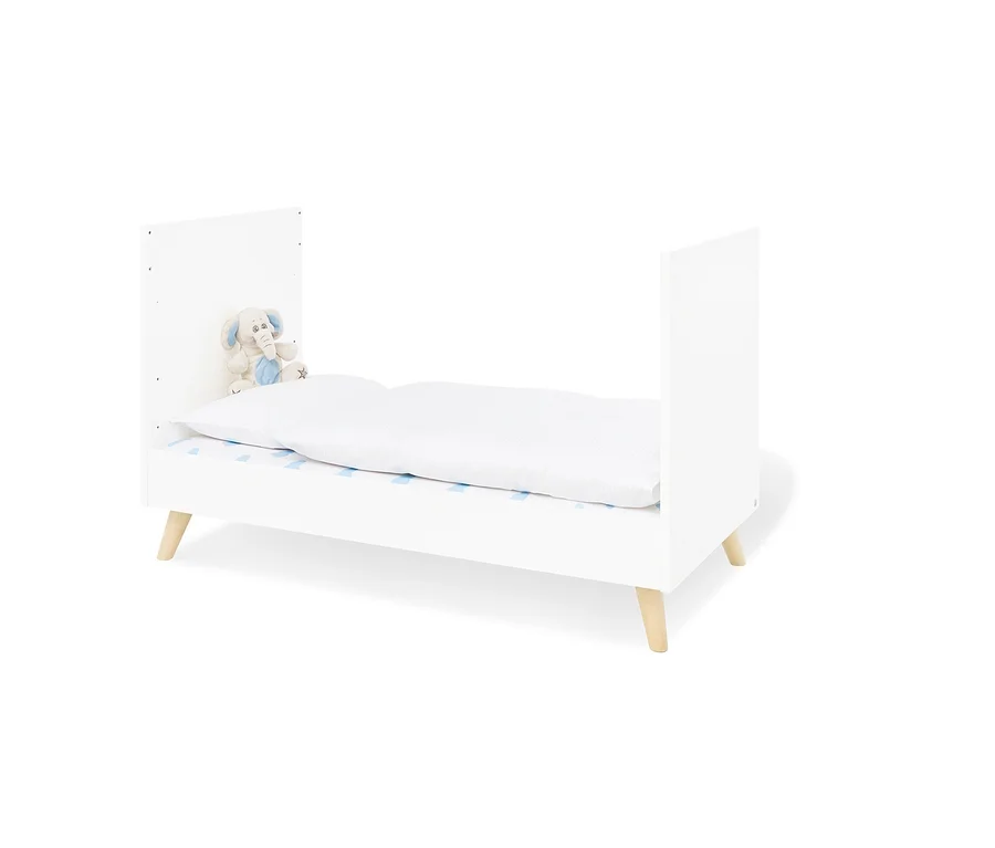Weißes Pinolino Babybett »Move« mit Elefant Stofftier.
