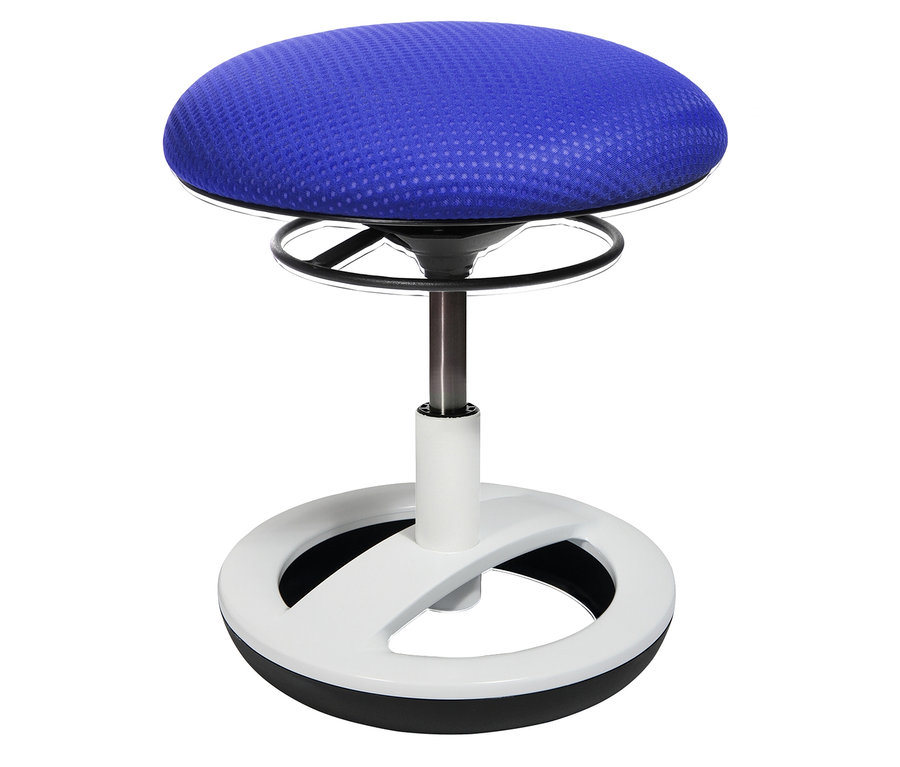 Nahaufnahme des weiß-blauen Topstar-Hockers Kids »Sitness Bobby«.