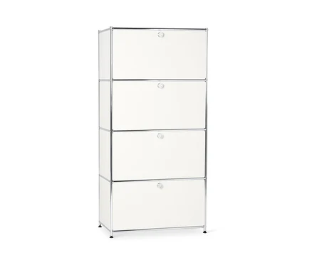 Weißes Highboard Metall »CN3« mit 4 Klappenfächern.