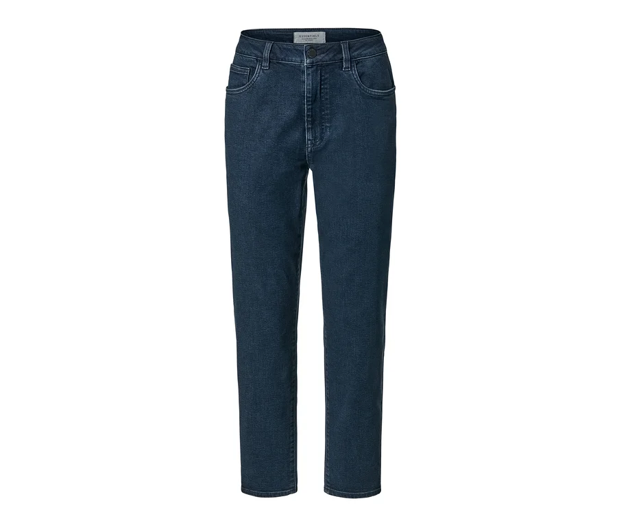 Eine blaue High-Waist-Jeans.