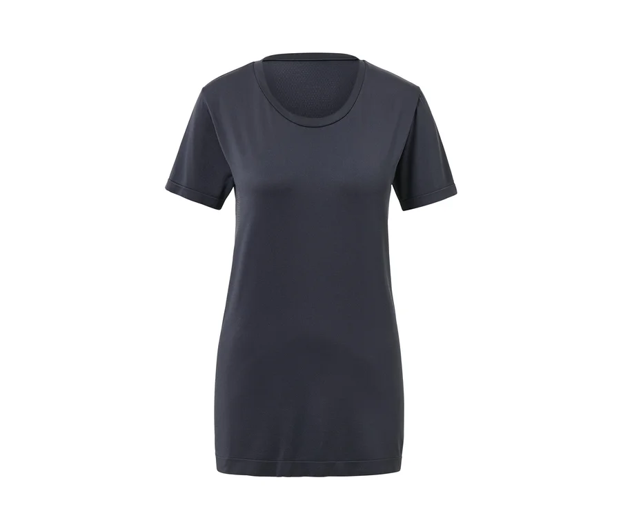 Ein nahtloses, dunkelgraues Funktionsshirt.