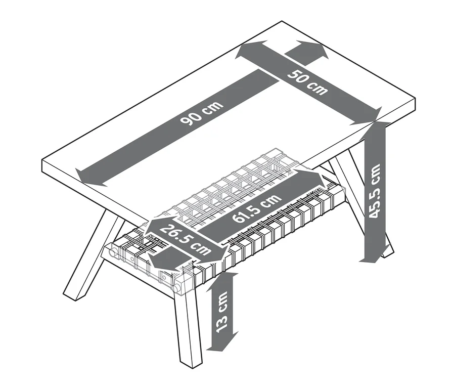 Abmessungen des Lounge-Sets mit Textilgeflecht.