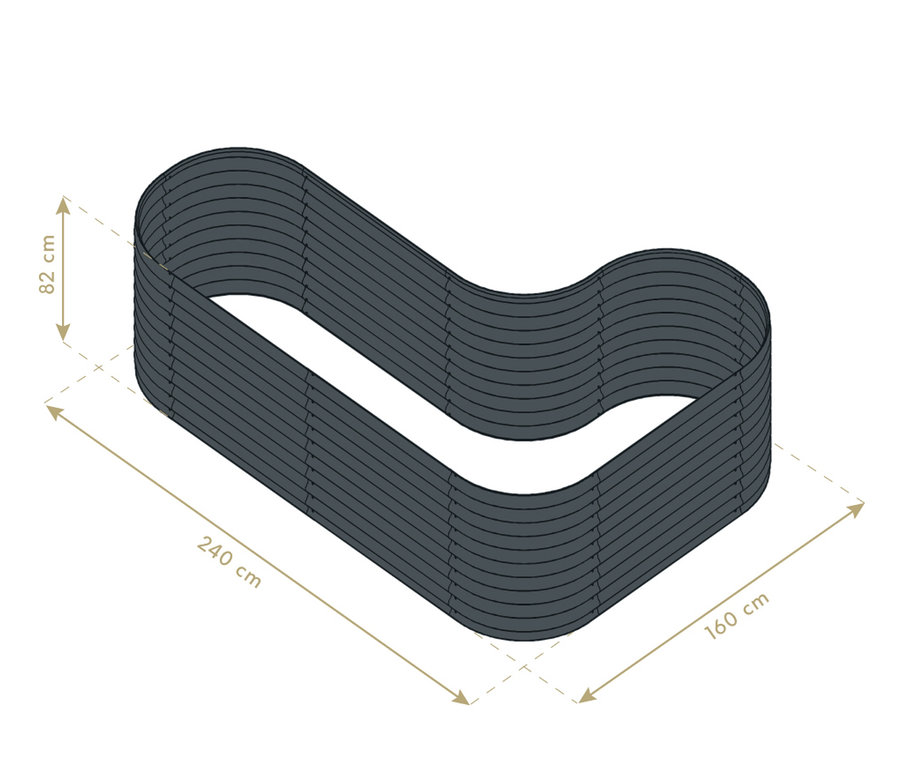Illustration eines Hochbeets in L-Form.