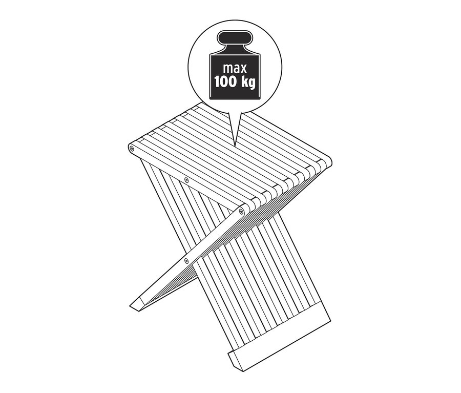 Illustration eines Hockers mit Klappfunktion.