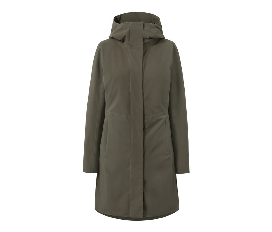 Khaki 3-in-1-Regenmantel mit Weste.