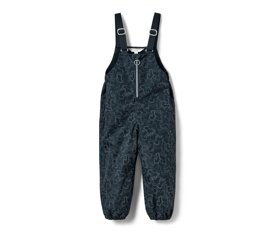 Dunkelblaue Kinder Thermo-Regenhose mit reflektierenden Elementen.