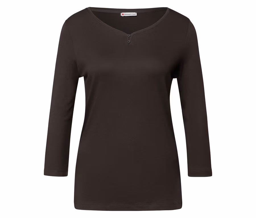 Braunes Street One 3/4-Shirt mit Knopfdetail.