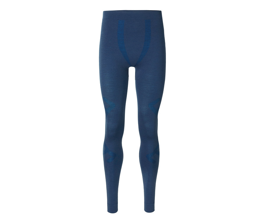 Blaue Funktionsunterhose mit Merinowolle auf weißem Hintergrund.