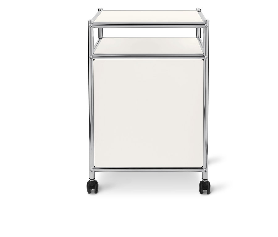 Weißer Rollcontainer Metall »CN3« mit Klappe.