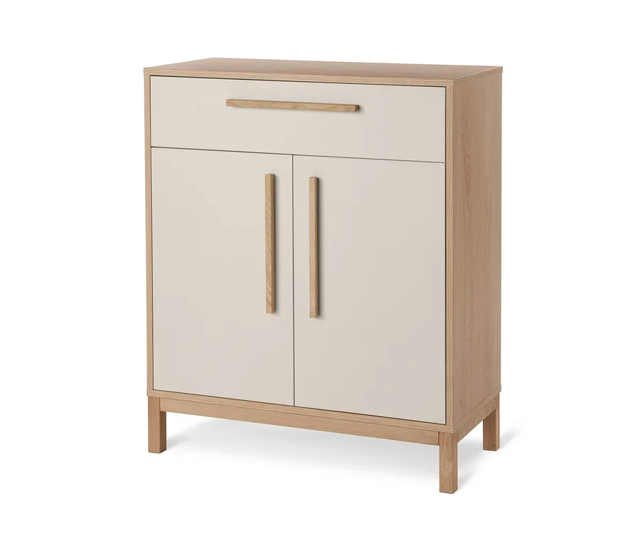 Ein Bad-Sideboard »Eklund« in Vanille mit Türen und einer Schublade.