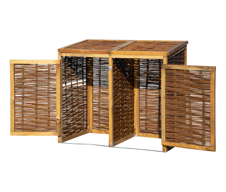 Geöffneter Mülltonnenbox, Weide, 2x 120 l.