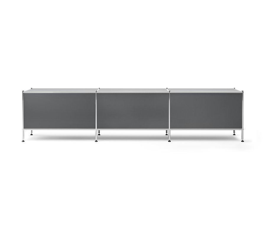 Graues Lowboard Metall »CN3« mit 3 Klappenfächern.
