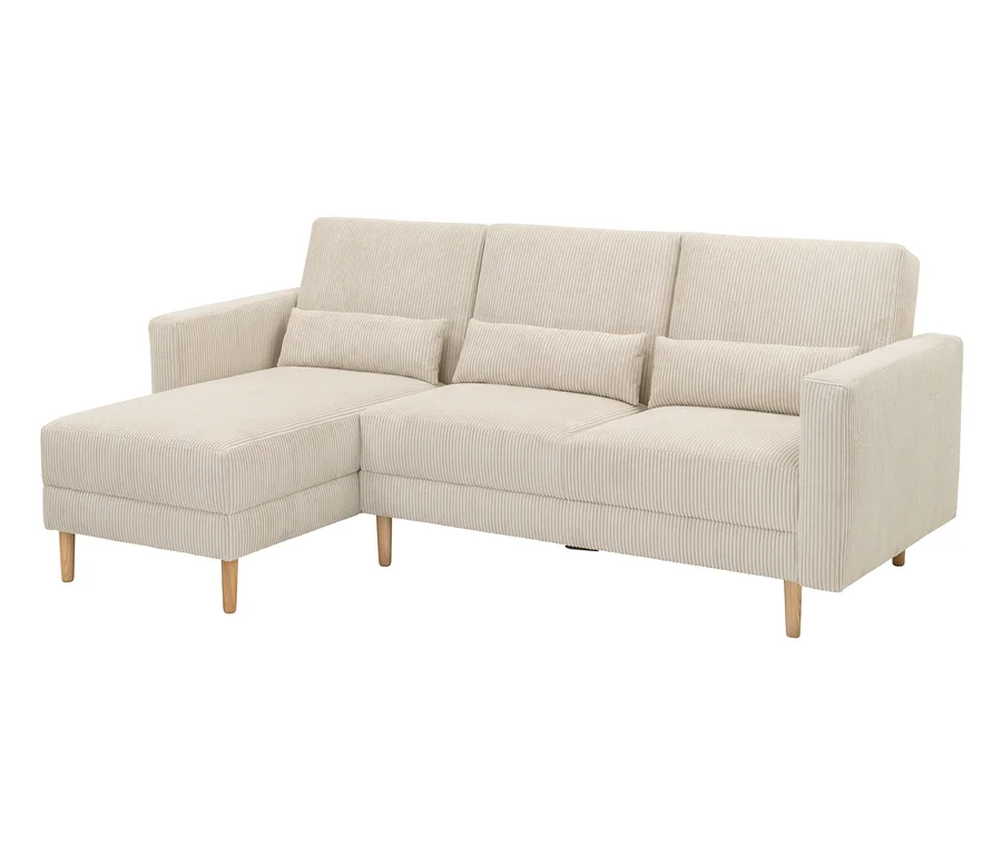 Cremefarbenes Federkern Eck-Schlafsofa "Jenna".