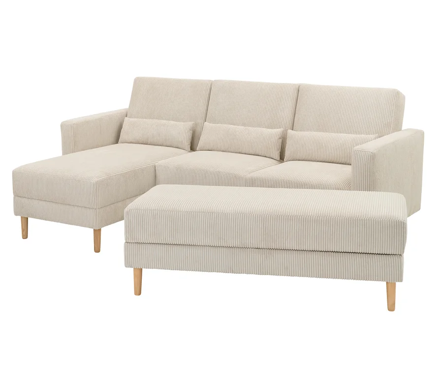 Cremefarbenes Federkern Eck-Schlafsofa »Jenna«.