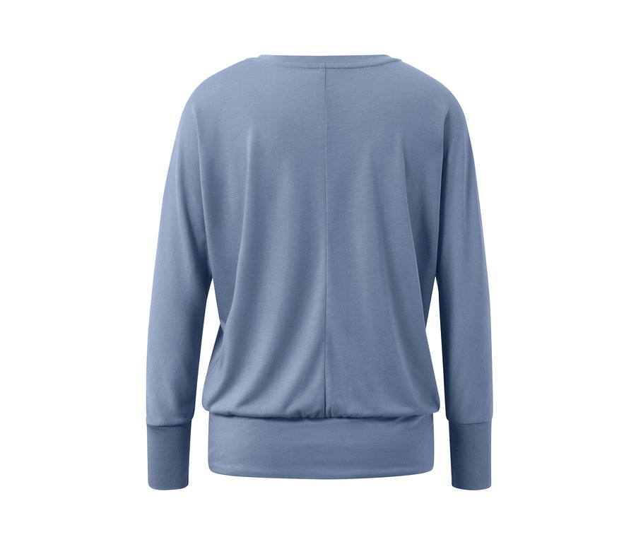 Blaues Sport-und-Yogashirt von hinten.