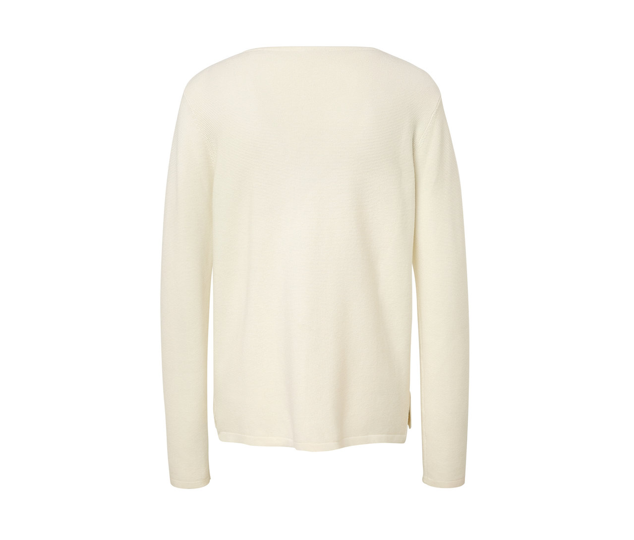 Cremeweißer Strickpullover.