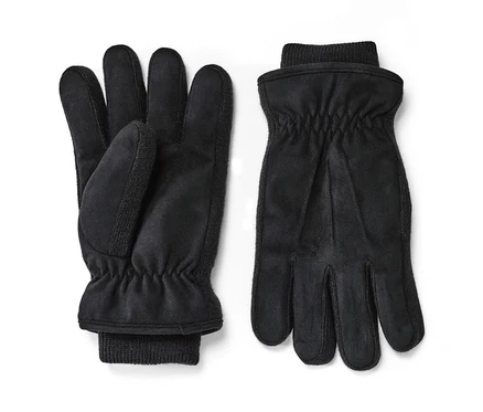 Zwei schwarze Handschuhe.
