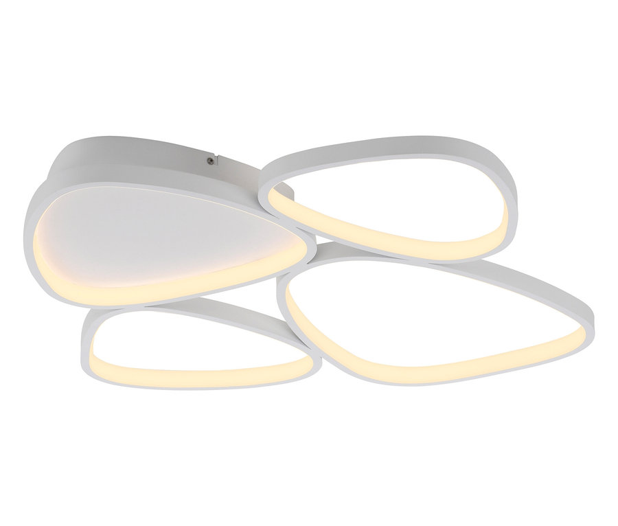 Weiße Deckenleuchte mit organischen Formen leuchtet warm.