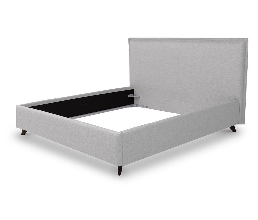 Ein graues TEMPUR FORM™ Bett PLAIN, 180 x 200 cm, steht leer.