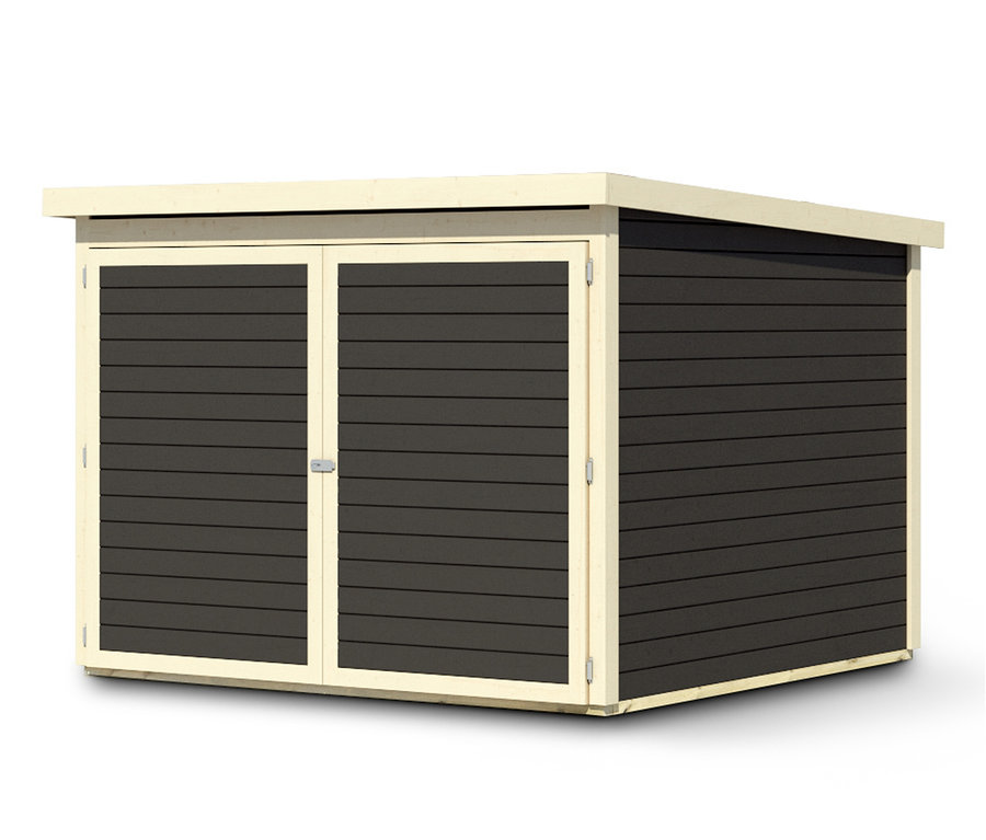 Terragraue Karibu Fahrradgarage für 4 Räder ohne Solarpaket, 19 mm.