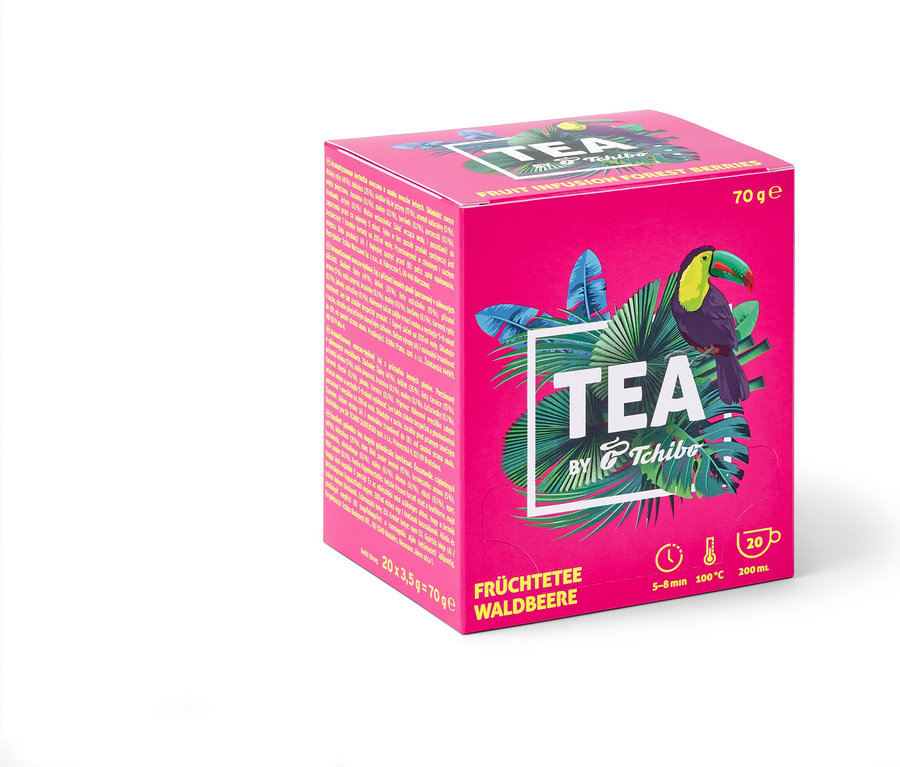 Packung TEA by Tchibo Früchtetee Waldbeere - 8x 20 Teebeutel.