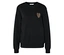 Schwarzes Sweatshirt mit kleinem Herz auf der Brust.