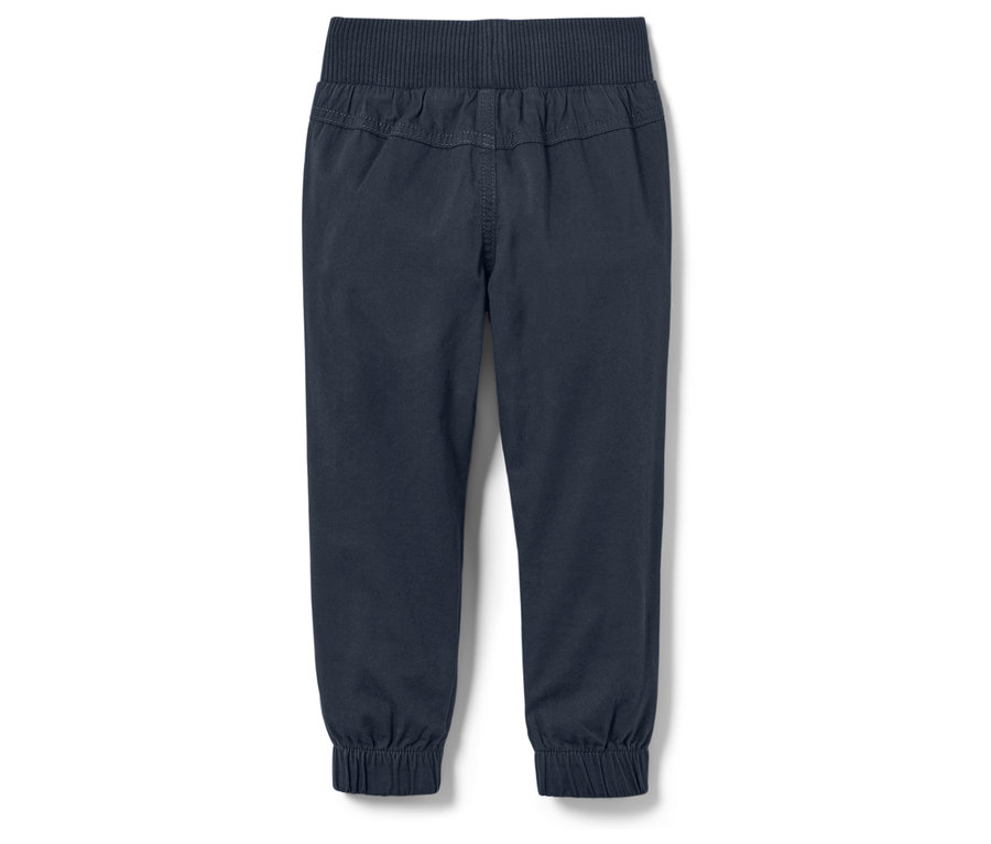 Blaue Jogginghose mit elastischem Bund und Bündchen.