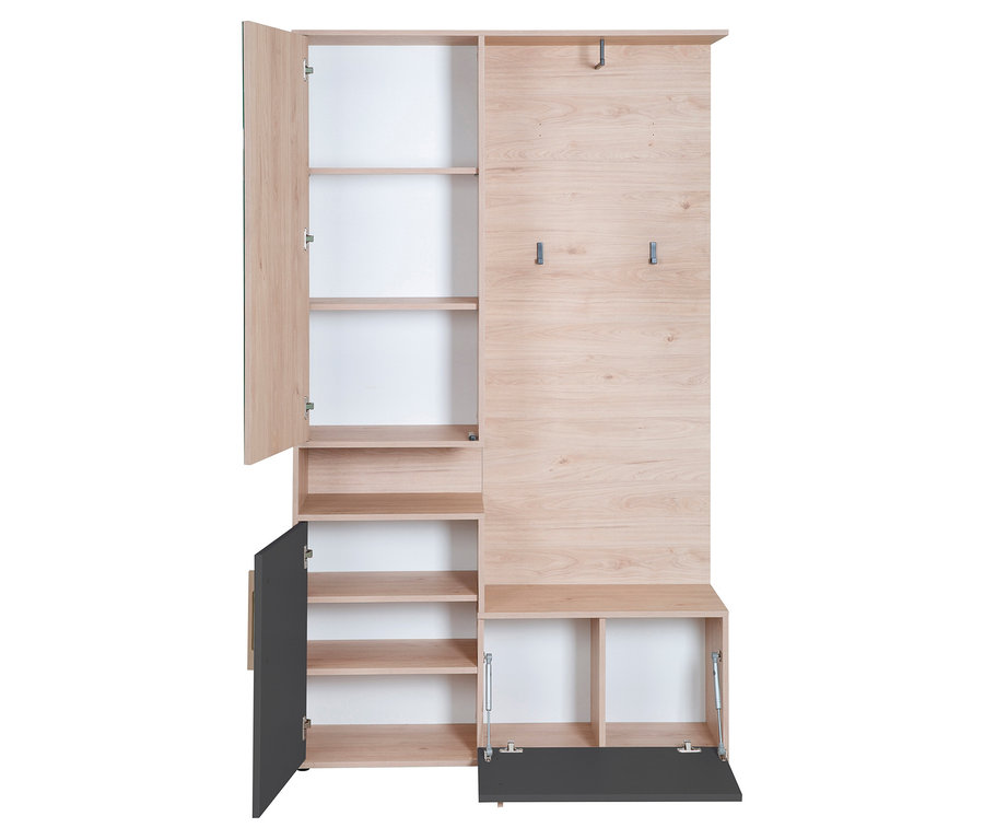 Offene Roba Kompaktgarderobe »Entry« in Anthrazit mit Fächern und Haken.