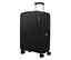 Schwarzer American Tourister Rejoy Spinner Koffer, mittel, mit ausziehbarem Griff und vier Rollen.