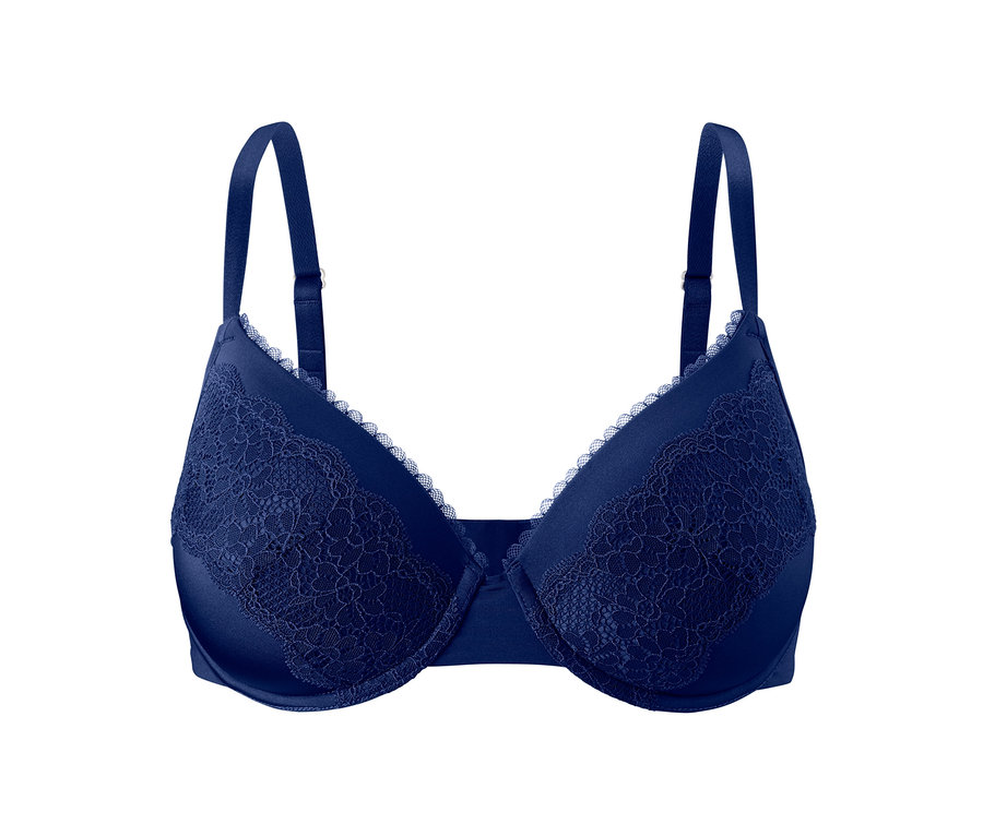 Marineblauer Schalen-BH mit Spitzendetails.