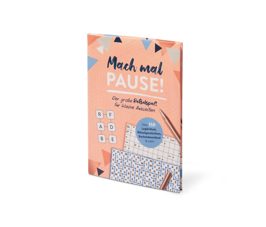 Buch "Mach mal Pause!" mit Rätseln und Kreuzworträtseln.