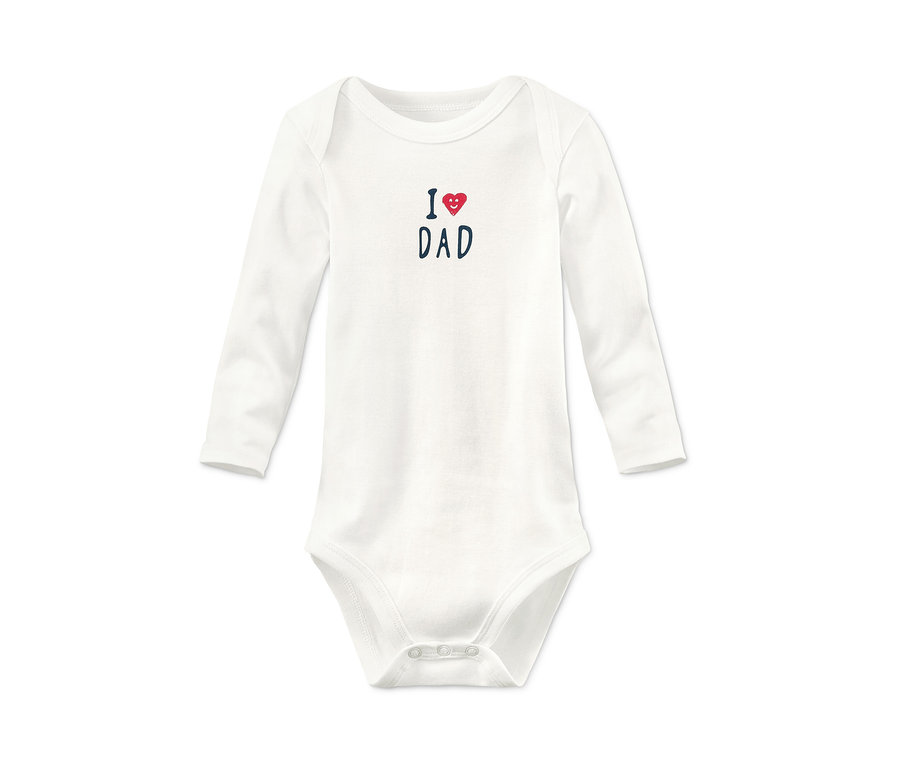 Weißer Bio-Baumwoll-Langarmbody mit Aufschrift "I love DAD".