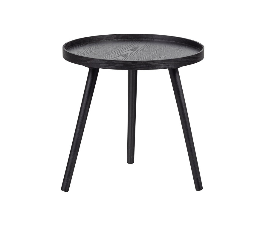 Schwarzer Woood Beistelltisch »Mesa M« aus Holz mit drei Beinen.