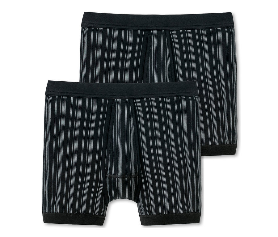 Zwei schwarze SCHIESSER Shorts in Feinripp.