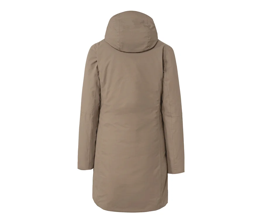 Da. Thermo-Mantel, beige von hinten.