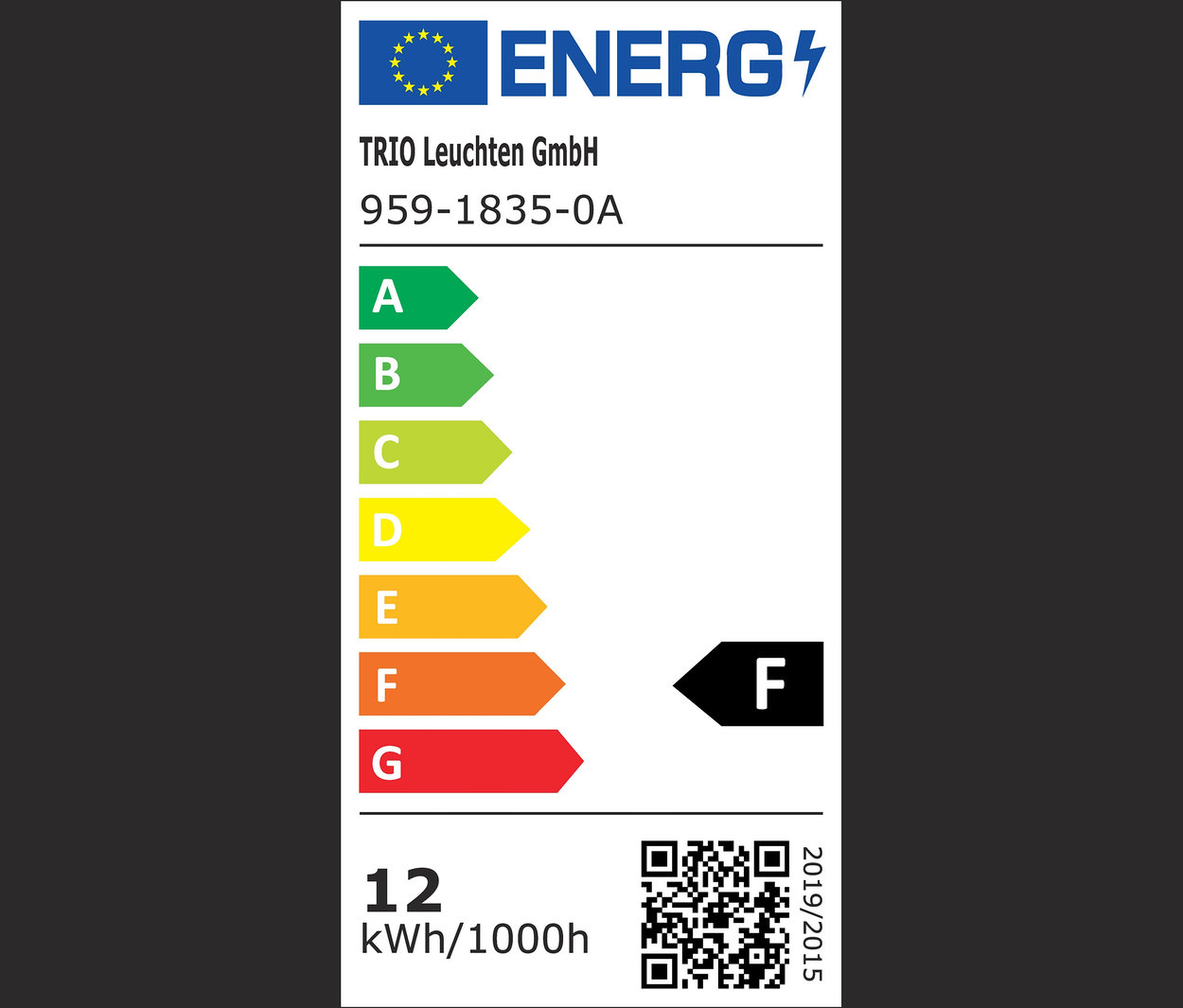 Energielabel der Klasse F.